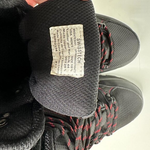 Swiss Tech Men’s Leather Hiker Boots Black Red Outdoor Size 10 NWOT - Picture 5 of 6